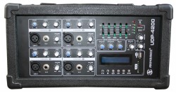 4 channel Wooden Cabient Powered Mixer with USB & SD card slot & LCD display