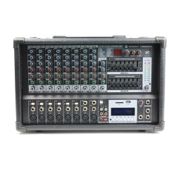 PDM9800 Wooden Cabinet Powered 12 Channel Mixer with 32-bit DSP & Double Graphic EQs & Audio Interface & LCD/SD/USB Mp3 Playing