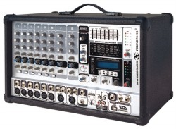 8 channel Wooden Cabinet Powered Mixer with USB & SD & LCD display
