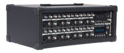 8 channel Wooden Cabinet Powered Mixer with USB & SD & LCD display