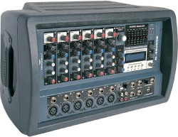 6  Channel Plastic Cabinet Powered Mixer with USB & SD card slot & LCD display